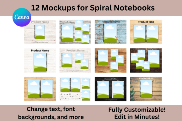 Download Spiral Notebook Mockup Templates Canva - Spiral notebook Collection