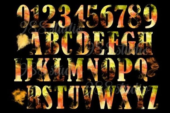 Download Orange Yellow Fonts Png Smoke Alphabet - Premium Resources