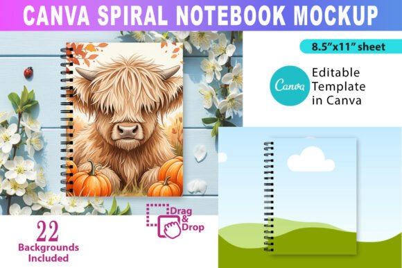 Download Canva Spiral Notebook Mockup, - Spiral notebook Collection